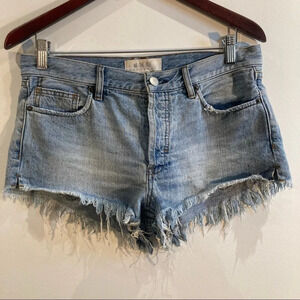 WE THE FREE Sz 27  Raw Hem Button Fly Denim Jean Shorts